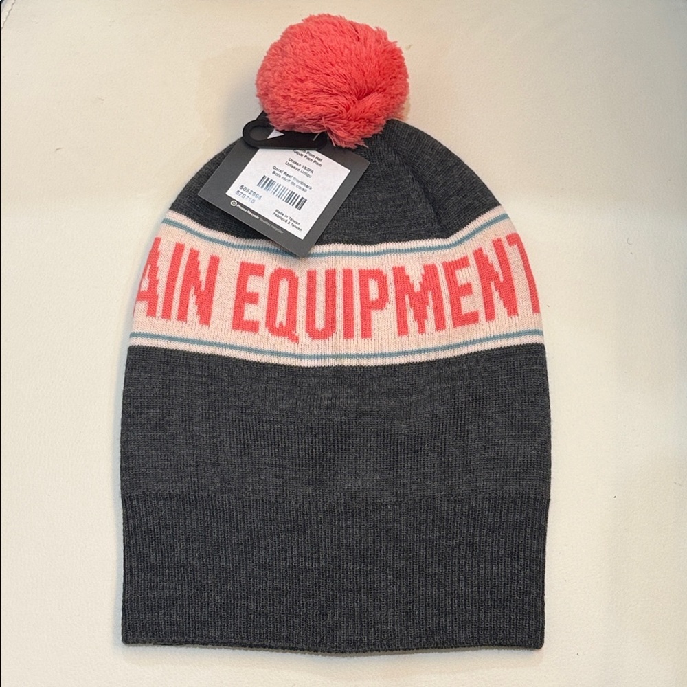 MEC Coral and Gray Pom-Pom Beanie Ne with tags